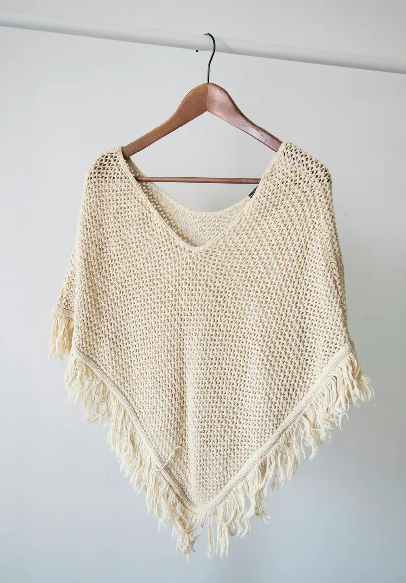 Poncho maille écrue