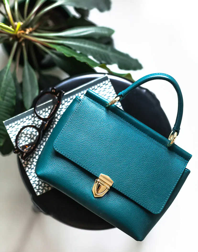 Sac Émeraude, cuir lisse